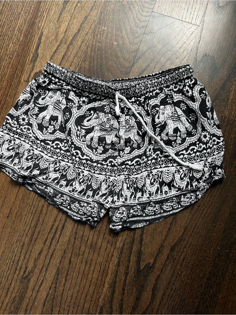 Boho Elephant Print Drawstring Women's Shorts (BOUGHT IN THAILAND!!)